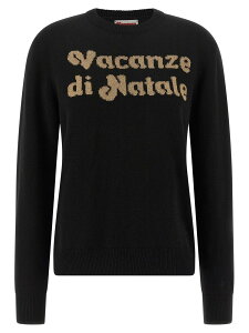 �G���V�[�c�[�Z�C���g�o�[�X MC2 SAINT BARTH �Z�[�^�[ �j�b�g�E�F�A ���f�B�[�X �u���b�N Knitwear 'New Queen-Vacanze di Natale' sweater Limited Ed. QUE001000432IVACANZELOGO00OR Black �֐� �������� 2025AW ju