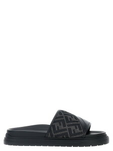 �t�F���f�B FENDI �t���b�g�V���[�Y �T���_�� �����Y �u���b�N Flat Shoes 'Fendi Diagonal' sandals 7X1674AF5TF1OOG Black �֐� �������� 2026SS ju