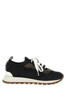 �u���l���N�`�l�� BRUNELLO CUCINELLI �X�j�[�J�[ ���f�B�[�X �O���[ Sneakers Lurex sneakers MZ35G2490C2355 Gray �֐� �������� 2024AW ju