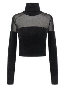 �G���U�x�b�^ �t�����L ELISABETTA FRANCHI �Z�[�^�[ �j�b�g�E�F�A ���f�B�[�X �u���b�N Knitwear Brushed insert turtleneck sweater MK54T57E2110 Black �֐� �������� 2025AW ju