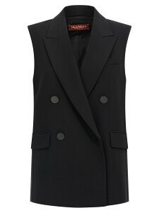 �}�b�N�X�}�[�� �X�e���f�B�I MAX MARA STUDIO �W�� �x�X�g ���f�B�[�X �u���b�N Vests 'Pomez' vest 2526286021600001 Black �֐� �������� 2025AW ju