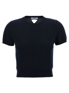 �v���_ PRADA �Z�[�^�[ �j�b�g�E�F�A ���f�B�[�X �u���[ Knitwear Cut-out logo sweater P24R2BSOOO17KCF0008 Blue �֐� �������� 2025AW ju