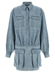 �Z�u���t�H�[�I�[���}���J�C���h 7 FOR ALL MANKIND �����s�[�X �h���X ���f�B�[�X �u���[ Dresses 'Utility' dress 7N9T0G51U73I2 Light Blue �֐� �������� 2026SS ju