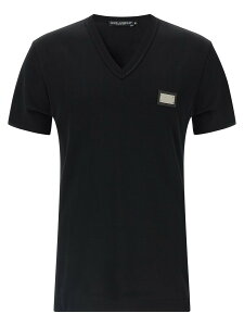�h���`�F&�K�b�o�[�i DOLCE&GABBANA T�V���c �����Y �u���b�N T-shirts Logo T-shirt G8PT2TG7F2IN0000 Black �֐� �������� 2025SS ju