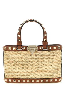 ���@�����e�B�m �K�����@�[�j VALENTINO GARAVANI �g�[�g�o�b�O ���f�B�[�X �x�[�W�� Tote bags Valentino Garavani 'Rockstud' mini shopping bag W2P0AT0UEN43S Beige �֐� �������� 2026SS ju
