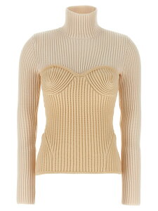 �W�����|�[���E�S���`�G JEAN PAUL GAULTIER �Z�[�^�[ �j�b�g�E�F�A ���f�B�[�X �x�[�W�� Knitwear Corset sweater 2503WPO005K0010103 Beige �֐� �������� 2025AW ju