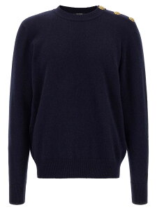 �o���}�� BALMAIN �Z�[�^�[ �j�b�g�E�F�A �����Y �u���[ Knitwear 'Leone catena' button sweater FH1KD010KI876AJ Blue �֐� �������� 2025AW ju