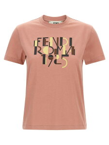 �t�F���f�B FENDI �|���V���c T�V���c ���f�B�[�X �s���N T-shirts and polo shirts 'Fendi Roma 1925' T-shirt FS7254AVF9F1T6N Pink �֐� �������� 2025AW ju