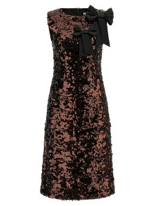 �K�j�[ GANNI �����s�[�X �h���X ���f�B�[�X �u���E�� Dresses 'Velvet Sequins Straight Midi' dress A1030202ZWX Brown �֐� �������� 2026SS ju