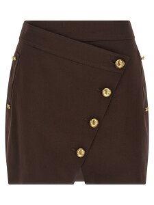 �G���U�x�b�^ �t�����L ELISABETTA FRANCHI �X�J�[�g ���f�B�[�X �u���E�� Skirts Jewel button skirt GO14161E2644 Brown �֐� �������� 2026SS ju