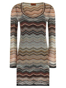 �~�b�\�[�j MISSONI �����s�[�X �h���X ���f�B�[�X �u���E�� Dresses Chevron lame dress DS26SG23BK01H9SM9ZV Brown �֐� �������� 2026SS ju