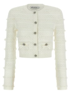 �Z���t �|�[�g���[�g SELF PORTRAIT �Z�[�^�[ �j�b�g�E�F�A ���f�B�[�X �z���C�g Knitwear 'Pointelle Diamante' cardigan SS26063CWWHITE White �֐� �������� 2026SS ju