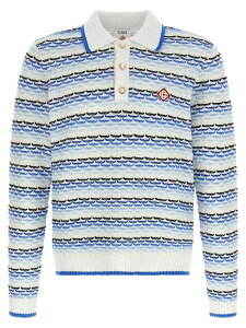 �J�T�u�����J CASABLANCA �|���V���c �����Y �u���[ Polo shirts 'Tuck Stitch Long Sleeve' polo shirt MSP26KW133401 Blue �֐� �������� 2026SS ju