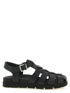 �v���_ PRADA �t���b�g�V���[�Y �T���_�� �����Y �u���b�N Flat Shoes Cage sandals 2X3160FG0003LKKF0002 Black �֐� �������� 2026SS ju