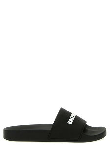 �o�����V�A�K BALENCIAGA �t���b�g�V���[�Y �T���_�� �����Y �z���C�g Flat Shoes 'Pool' sandals 565826W1S801006 White/Black �֐� �������� 2026SS ju
