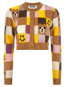 ���X�L�[�m MOSCHINO �Z�[�^�[ �j�b�g�E�F�A ���f�B�[�X �C�G���[ Knitwear 'SmileyR e 'Moschino Teddy Bear' cardigan A091205051079 Yellow �֐� �������� 2026SS ju