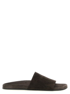 �U�E���E THE ROW �t���b�g�V���[�Y �T���_�� �����Y �u���E�� Flat Shoes 'Hugh' slides F2109L302LQB Brown �֐� �������� 2025SS ju