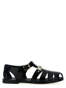 ���X�L�[�m MOSCHINO �t���b�g�V���[�Y �T���_�� �����Y �u���b�N Flat Shoes 'Jelly' sandals MB16501G0OG20000 Black �֐� �������� 2026SS ju