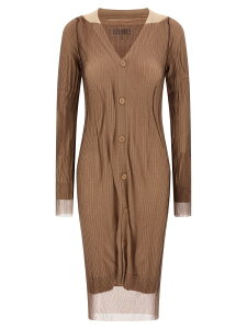 �G���G��6 ���]�� �}���W�F�� MM6 MAISON MARGIELA �����s�[�X �h���X ���f�B�[�X �x�[�W�� Dresses 'Trapped' double layer dress S62HP0033M13191961 Beige �֐� �������� 2025AW ju