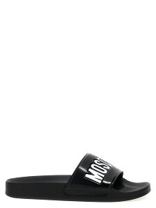 ���X�L�[�m MOSCHINO �t���b�g�V���[�Y �T���_�� �����Y �z���C�g Flat Shoes 'Pool' slides MB28022G0OG10000 White/Black �֐� �������� 2026SS ju