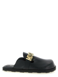 ���X�L�[�m MOSCHINO �t���b�g�V���[�Y �T���_�� �����Y �u���b�N Flat Shoes Leather sabots MB10162G0OGA0000 Black �֐� �������� 2026SS ju