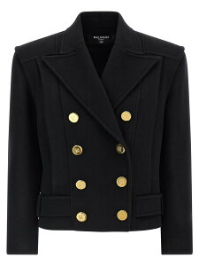 �o���}�� BALMAIN �g�����`�R�[�g �R�[�g ���f�B�[�X �u���b�N Coats and trench coats Double-breasted coat FF1UA095WD100PA Black �֐� �������� 2025AW ju