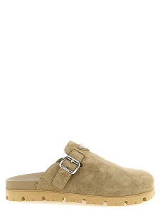 �v���_ PRADA �t���b�g�V���[�Y �T���_�� �����Y �x�[�W�� Flat Shoes Triangle logo sabots 2S3003FG000054F0F24 Beige �֐� �������� 2026SS ju