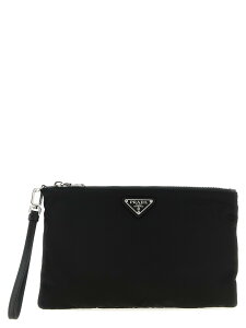 �v���_ PRADA �N���b�`�o�b�O �����Y �u���b�N Clutch and Wristlets Bags Pochette Re-Nylon 2NH0062DMHF0002 Black �֐� �������� 2026SS ju