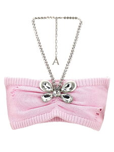 �G���A AREA T�V���c �g�b�v�X ���f�B�[�X �s���N T-shirts and tops 'Crystal Butterfly Knit Bandeau' top PF24AWKN0001YA01LIGHTPINK Pink �֐� �������� 2024AW ju