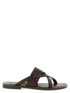 �u���l�� �N�`�l�� BRUNELLO CUCINELLI �t���b�g�V���[�Y �T���_�� �����Y �u���E�� Flat Shoes Leather sandals MZUELBM346C8895 Brown �֐� �������� 2026SS ju