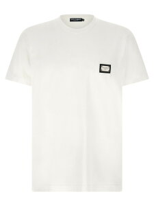 �h���`�F&�K�b�o�[�i DOLCE&GABBANA T�V���c �����Y �z���C�g T-shirts Logo plate T-shirt G8PT1TG7P1BW0800 White �֐� �������� 2026SS ju