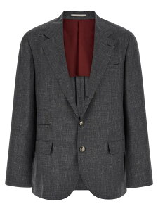 �u���l�� �N�`�l�� BRUNELLO CUCINELLI �W���P�b�g �����Y �O���[ Jackets Blazer Flamed Canvas Blazer MZ4047BTD2C003 Gray �֐� �������� 2026SS ju