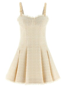 �o���}�� BALMAIN �����s�[�X �h���X ���f�B�[�X �z���C�g Dresses 'Conchiglie' dress GF0R2590XL960FA White �֐� �������� 2026SS ju