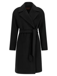 �}�b�N�X�}�[�� �X�e���f�B�I MAX MARA STUDIO �g�����`�R�[�g �R�[�g ���f�B�[�X �u���b�N Coats and trench coats 'DRavenna' coat 2626016081600013 Black �֐� �������� 2026AW ju