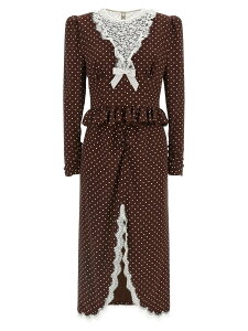 �A���b�T���h�� ���b�` ALESSANDRA RICH �����s�[�X �h���X ���f�B�[�X �u���E�� Dresses 'Polka Dot Midi' dress FABX4281F46861659 Brown �֐� �������� 2026SS ju