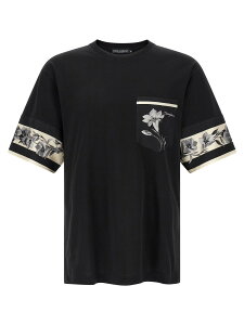 �h���`�F&�K�b�o�[�i DOLCE&GABBANA T�V���c �����Y �u���b�N T-shirts Silk detail T-shirt G8SB2TG7PZJN0000 Black �֐� �������� 2026SS ju