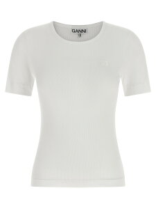 �K�j�[ GANNI �|���V���c T�V���c ���f�B�[�X �z���C�g T-shirts and polo shirts Logo embroidery t-shirt A1050182151 White �֐� �������� 2026SS ju