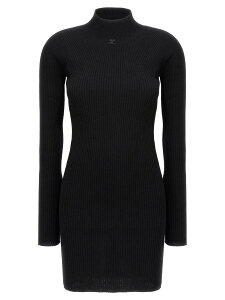 �N���[�W�� COURREGES �����s�[�X �h���X ���f�B�[�X �u���b�N Dresses 'Solar Light Rib' dress 324MRO466FI00499999 Black �֐� �������� 2024AW ju