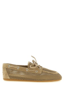 �~���E �~���E MIU MIU ���[�t�@�[ ���f�B�[�X �x�[�W�� Loafers Mesh and suede boat shoe 5D585EF0053KU1F0F24 Beige �֐� �������� 2026SS ju