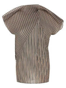 �C�b�Z�C �~���P ISSEY MIYAKE T�V���c �g�b�v�X ���f�B�[�X �u���E�� T-shirts and tops 'Generic Stripes (Machine Pleats)' top IM58FJ13917 Brown �֐� �������� 2025AW ju