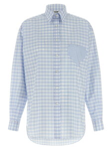 ���X�L�[�m MOSCHINO �V���c ���f�B�[�X �u���[ Shirts 'Heart' Vichy shirt A020505363266 Light Blue �֐� �������� 2026SS ju