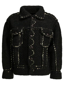 �L���s�^�� KAPITAL �Z�[�^�[ �j�b�g�E�F�A �����Y �u���b�N Knitwear Cowichan G-jacket Cardigan EK-1646KNBBLACK Black �֐� �������� 2026SS vi