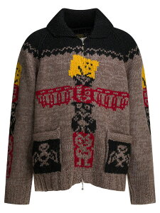 �L���s�^�� KAPITAL �Z�[�^�[ �j�b�g�E�F�A �����Y �u���E�� Knitwear Peckish Totem Pole zippered sweater. K2511KN182BROWNBEIGE Brown �֐� �������� 2026SS vi