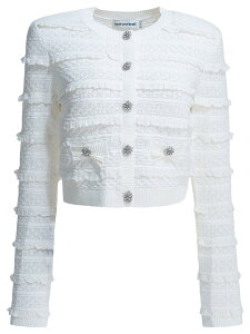 �Z���t �|�[�g���[�g SELF PORTRAIT �Z�[�^�[ �j�b�g�E�F�A ���f�B�[�X �z���C�g Knitwear Woven knit cardigan SS26-063C-WWHITE White �֐� �������� 2026SS vi