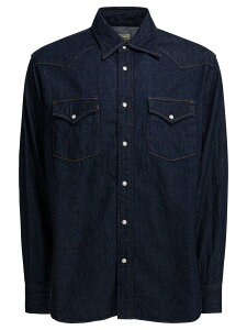 �L���s�^�� KAPITAL �V���c �����Y �u���[ Shirts Husky Western shirt EK-1724LSIDG Blue �֐� �������� 2025AW vi