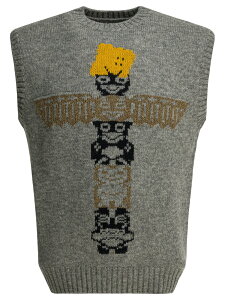 �L���s�^�� KAPITAL �Z�[�^�[ �j�b�g�E�F�A �����Y �O���[ Knitwear Peckish Totem Pole Sleeveless K2510KN090GRAY Grey �֐� �������� 2026SS vi