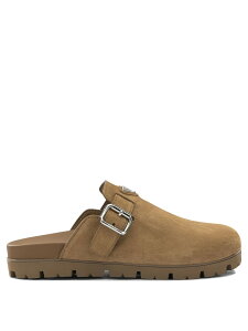 �v���_ PRADA �t���b�g�V���[�Y �T���_�� �����Y �u���E�� Flat Shoes Suede Leather Sabot 2S3003054F0401 F G000 Brown �֐� �������� 2026SS vi