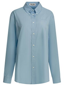 �~���E �~���E MIU MIU �V���c ���f�B�[�X �u���[ Shirts Casual shirt with logo MK169319SEF0013 S OOO Light blue �֐� �������� 2026SS vi