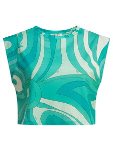 �G�~���I �v�b�` EMILIO PUCCI T�V���c �g�b�v�X ���f�B�[�X �u���[ T-shirts and tops Marmo cropped top 5UTP055U984007 Light blue �֐� �������� 2026SS vi