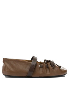 �}���j MARNI �t���b�g�V���[�Y �t���b�g�V���[�Y ���f�B�[�X �u���E�� Flat Shoes Mary Jane leather ballet flats BAMS006400P1186ZP076 Brown �֐� �������� 2026SS vi
